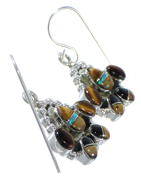 Tiger Eye And Multicolor Silver Earrings EX41227